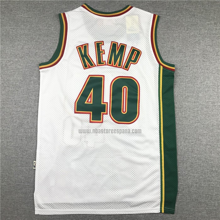 Camiseta Seattle SuperSonics Shawn Kemp NO 40 Historic Retro Blanco